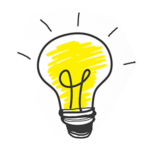 Ícone de uma lâmpada representando uma ideia
