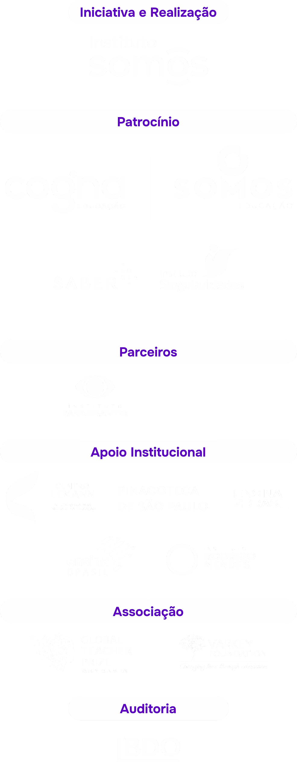 Prêmio Educador Nota 10 | Iniciativa e Realização - Patrocínio - Parceiros - Apoio Institucional - Associação - Auditoria